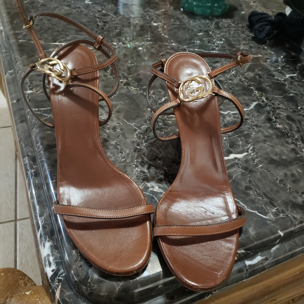 Brown Gucci sandals authentic size 10b.